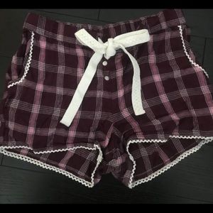 Purple tartan pj shorts